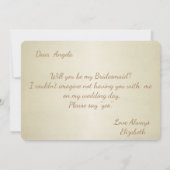 Elegante, gouden rozen, bruidsjurk bruidsmeisje ka kaart (Achterkant)