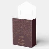 Elegante Gouden Rozen Chocolade Bruine Bruiloft Bedankdoosjes (Geopend)