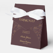 Elegante Gouden Rozen Chocolade Bruine Bruiloft Bedankdoosjes (Voorkant Zijde)