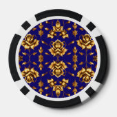 Elegante gouden rozen op koningsblauw, Monogram Poker Chips (Achterkant)