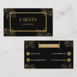 Elegante Gouden Rozen Zwarte Luxe Professioneel Visitekaartje