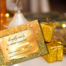 Elegante Gouden RSVP | Glitters en Parel Bedankkaart