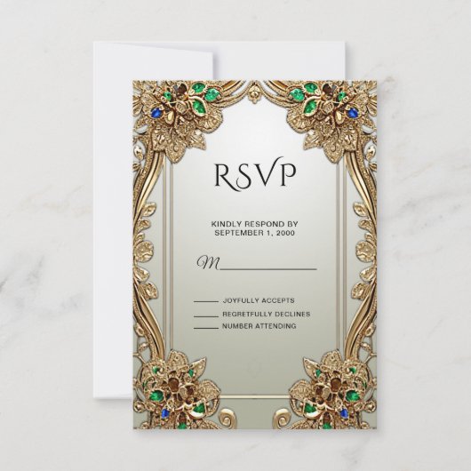 Elegante gouden  RSVP-kaart RSVP Kaartje (Voorkant)
