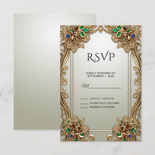 Elegante gouden  RSVP-kaart RSVP Kaartje (Voorkant / Achterkant)