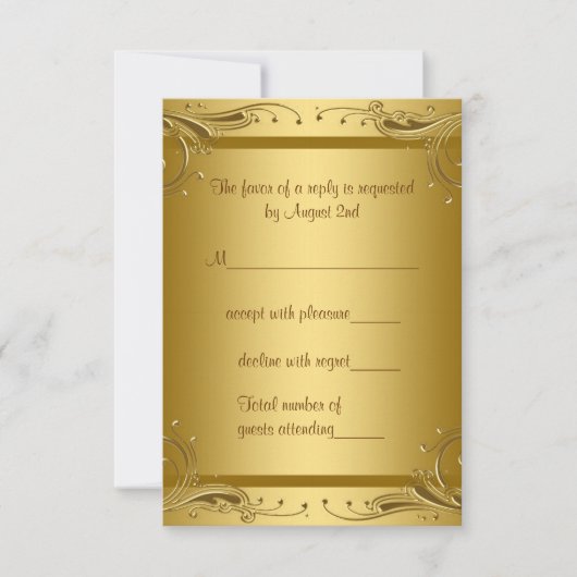Elegante gouden RSVP Kaartje (Voorkant)