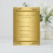 Elegante gouden RSVP Kaartje (Staand voorkant)