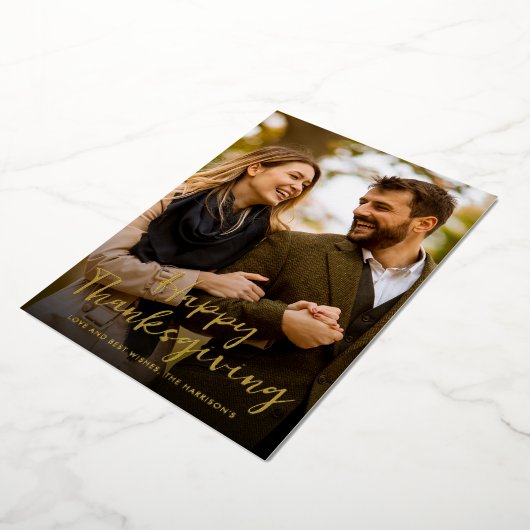 Elegante gouden ruitjes kerstfoto kaart (Gedraaid)