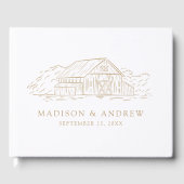 Elegante gouden rustieke schuur foto bruiloft gastenboek (Voorkant)