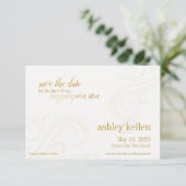 Elegante gouden save-the-date, Caroline Wedding Save The Date (Staand voorkant)