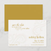 Elegante gouden save-the-date, Caroline Wedding Save The Date (Voorkant / Achterkant)
