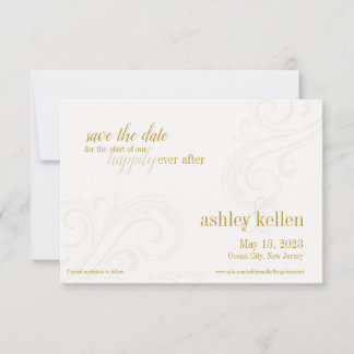 Elegante gouden save-the-date, Caroline Wedding Save The Date