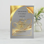Elegante Gouden Save the Date Kaart | Luxe Trouwfe (Staand voorkant)