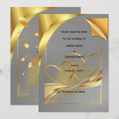 Elegante Gouden Save the Date Kaart | Luxe Trouwfe (Voorkant / Achterkant)