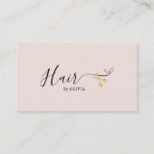 Elegante gouden schaar Haarstylist Blush Roze Haar Afsprakenkaartje (Voorkant)