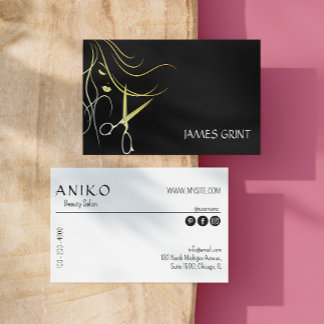 Elegante Gouden Schaar Handgeschreven Typografie Visitekaartje