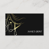 Elegante Gouden Schaar Handgeschreven Typografie Visitekaartje (Voorkant)