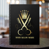 Elegante Gouden Schaar & Zwarte Afspraken Salon Notitieboek