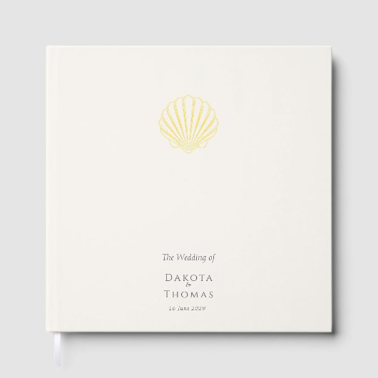 Elegante Gouden Schelp Bruiloft Gastenboek (Voorkant)