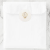 Elegante gouden schelp namen initialen bruiloft ronde sticker (Tas)