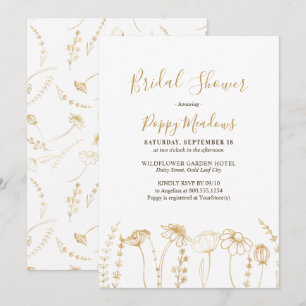 Elegante gouden schets Wildflower Vrijgezellenfees Kaart