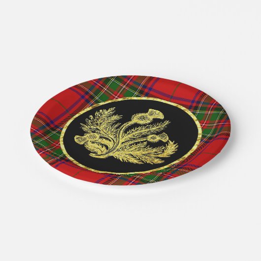 Elegante Gouden Schotse Distel en Plaid Papieren Bordje (Gekanteld)