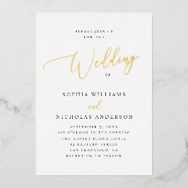 Elegante gouden schrift bruiloft | Minimalistische Folie Uitnodiging