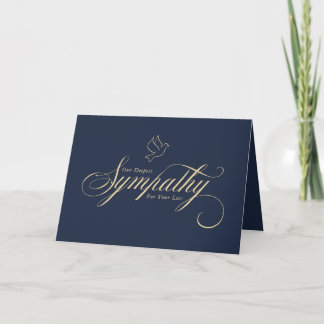 Elegante Gouden Schrift Duif Blauwe Condoleance Be Kaart