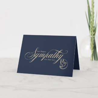 Elegante Gouden Schrift Duif Blauwe Condoleance Sy Kaart