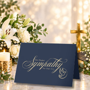 Elegante Gouden Schrift Duif Blauwe Condoleance Sy Kaart