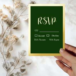 Elegante gouden schrift- en frame-folie groene RSV Folie Uitnodiging