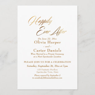 Elegante Gouden Schrift Happily Ever After Ontvang Kaart