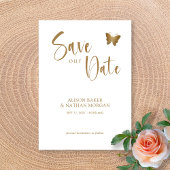 Elegante Gouden Schrift met Glitter Vlinder Bruilo Save The Date