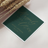 Elegante gouden schrift smaragdgroene trouw servet