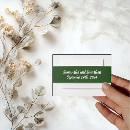 Elegante gouden schriftlijst op groen uitnodigingen wikkel