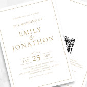 Elegante gouden schrijflijn grens QR code bruiloft Kaart