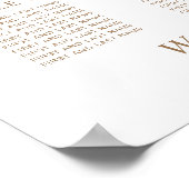 Elegante gouden script 12 tafel bruiloft zitplaats poster (Hoek)