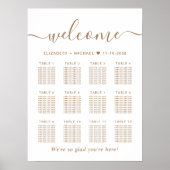 Elegante gouden script 12 tafel bruiloft zitplaats poster (Voorkant)