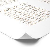 Elegante gouden script 16 tafel bruiloft zitplaats poster (Hoek)