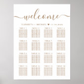 Elegante gouden script 16 tafel bruiloft zitplaats poster (Voorkant)