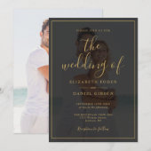 Elegante Gouden Script 2 Foto Bruiloft Kaart (Voorkant / Achterkant)