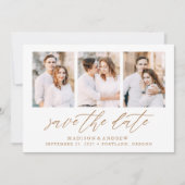 Elegante Gouden Script 3 Fotocollage Save The Date (Voorkant)