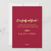 Elegante Gouden Script 4 Foto Collage Rode Kerst Feestdagenkaart (Achterkant)