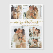 Elegante Gouden Script 5 Foto Prettig Kerstfeest (Voorkant)