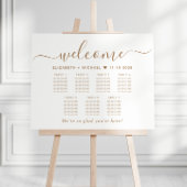 Elegante gouden script 7 tafel bruiloft zitplaatsk poster