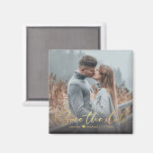 Elegante gouden script aangepaste foto save the da magneet (Voorkant / Achterkant)