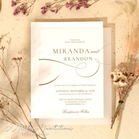 Elegante gouden script acryl bruiloft uitnodiging