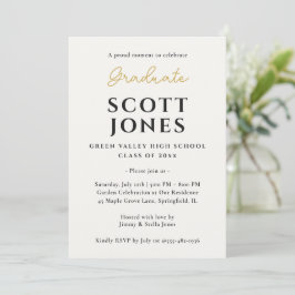Elegante gouden script afstudeeraankondiging aankondiging