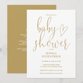 Elegante gouden script All In One baby shower Kaart