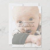 Elegante Gouden Script Babyfoto Bedankkaart (Achterkant)