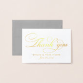 Elegante gouden script bedank foto monogram folie kaarten (Voorkant met envelop)